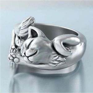 Sterling Silver 925 stretching cat boho ring new sz 8